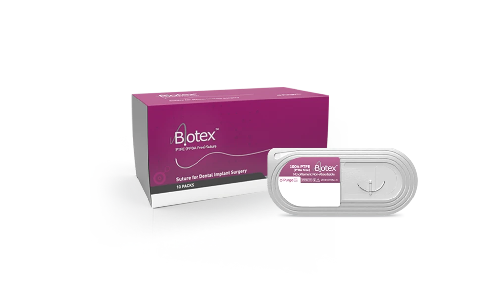 Biotex PTFE 4/0, 21.65" (55cm) Non-Resorbable Suture, USP 16mm, Fine 3/8 Reverse Cutting Needle, 12/Box #BT401655D