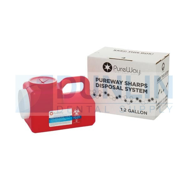 PureWay Sharps 1.2 Gallon Disposal System, Single with Shipping Box & Return