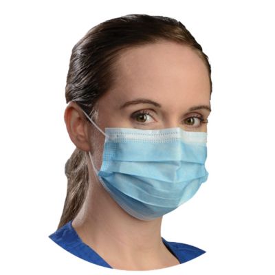 Premium Earloop 3PLY Pleated Dental Face Mask with DisCide Disinfectant Spray ASTM Level 3 Blue Color - Box of 50
