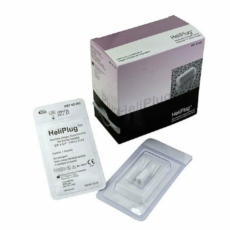 Miltex Integra HeliPLUG Surgical Collagen Dressing Absorbable Collagen Bovine Plugs 3/8" x 3/4" 10/Bx #62-202