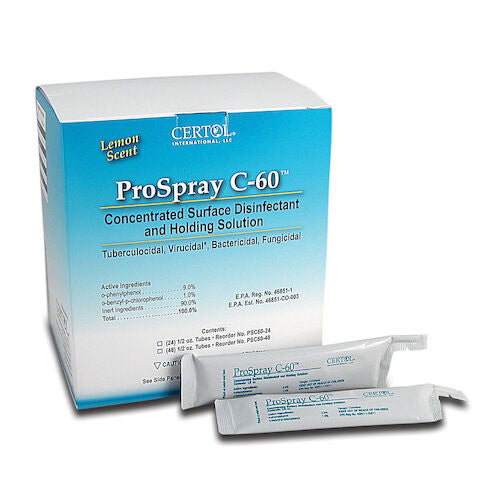 ProSpray C-60 Operatory Pack: 48 - 1/2 oz. Concentrated, One-Step Surface Disinfectant, Cleaning and Holding Solution Unit-Doses Makes 6 Gallons
