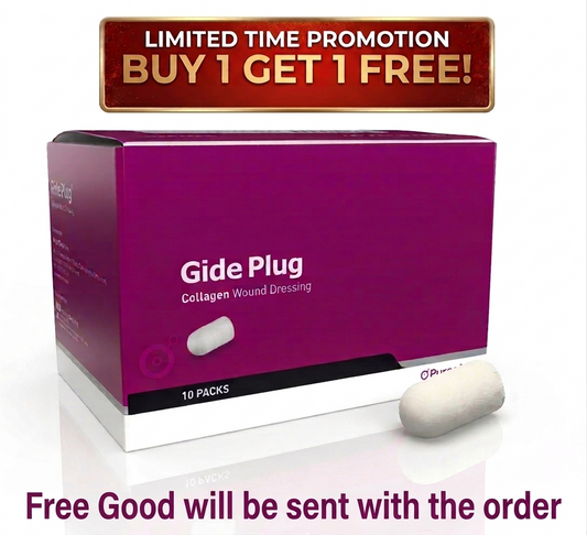 Gide Plug Absorbable Collagen Wound Dressing, Ø10mm x 20mm, 10/Pk #HAD001020