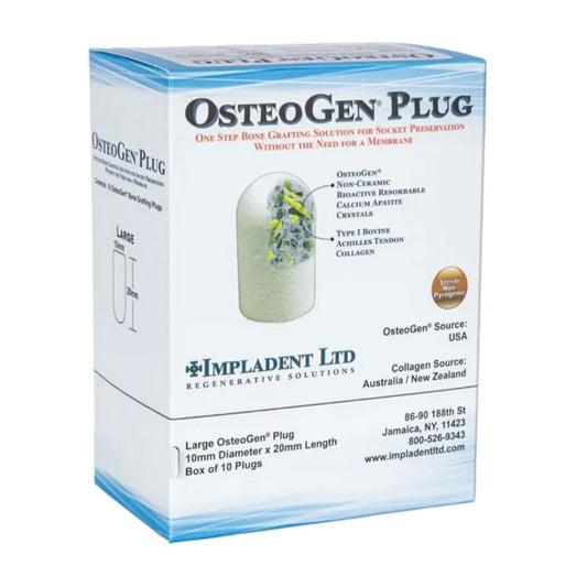 OsteoGen 10x20mm Large Bone Grafting Plug Collagen Calcium Apatite 10/Box #OPL1020-10