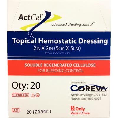ActCel Hemostatic Gauze Sterile 2"x2" (20/Box)
