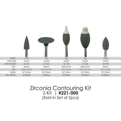Z-KIT Zirconia Contouring Kit for Pre-Sintered Zirconia 5 Shapes/Kit