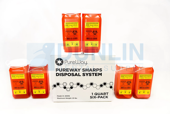 PureWay Sharps Disposal, Multipack System (6x1.4 Quart) with Return Label & Box