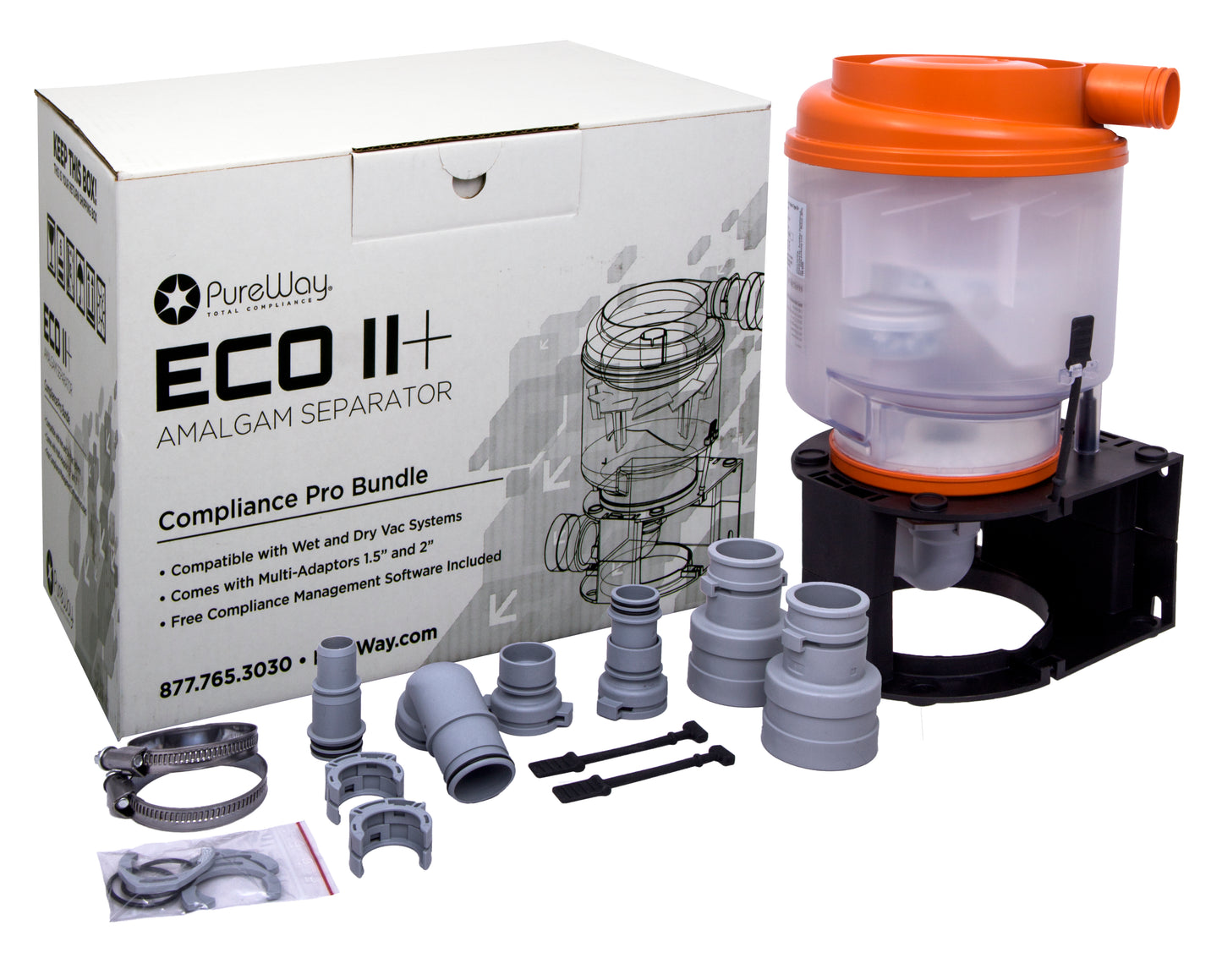 PureWay Eco II Plus Orange Amalgam Separator for 1-10 Chairs Complete Kit 51002 (New and Improved Model)