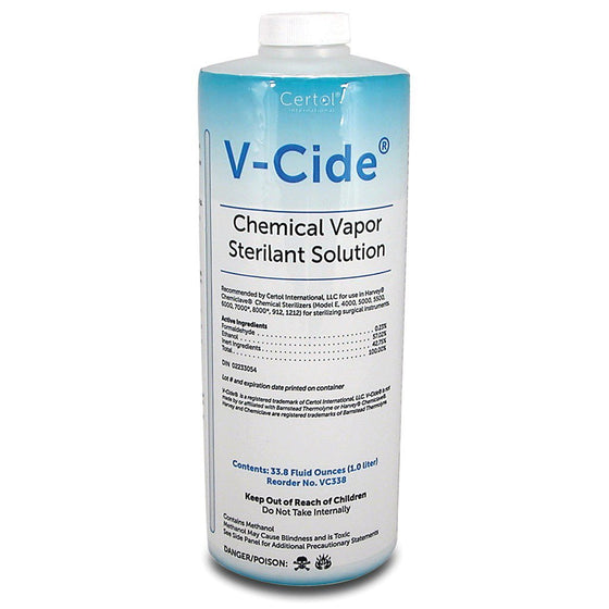Certol V-Cide Solution Chemical Vapor Sterilant, 4 x 1 Liter Bottles #VC338