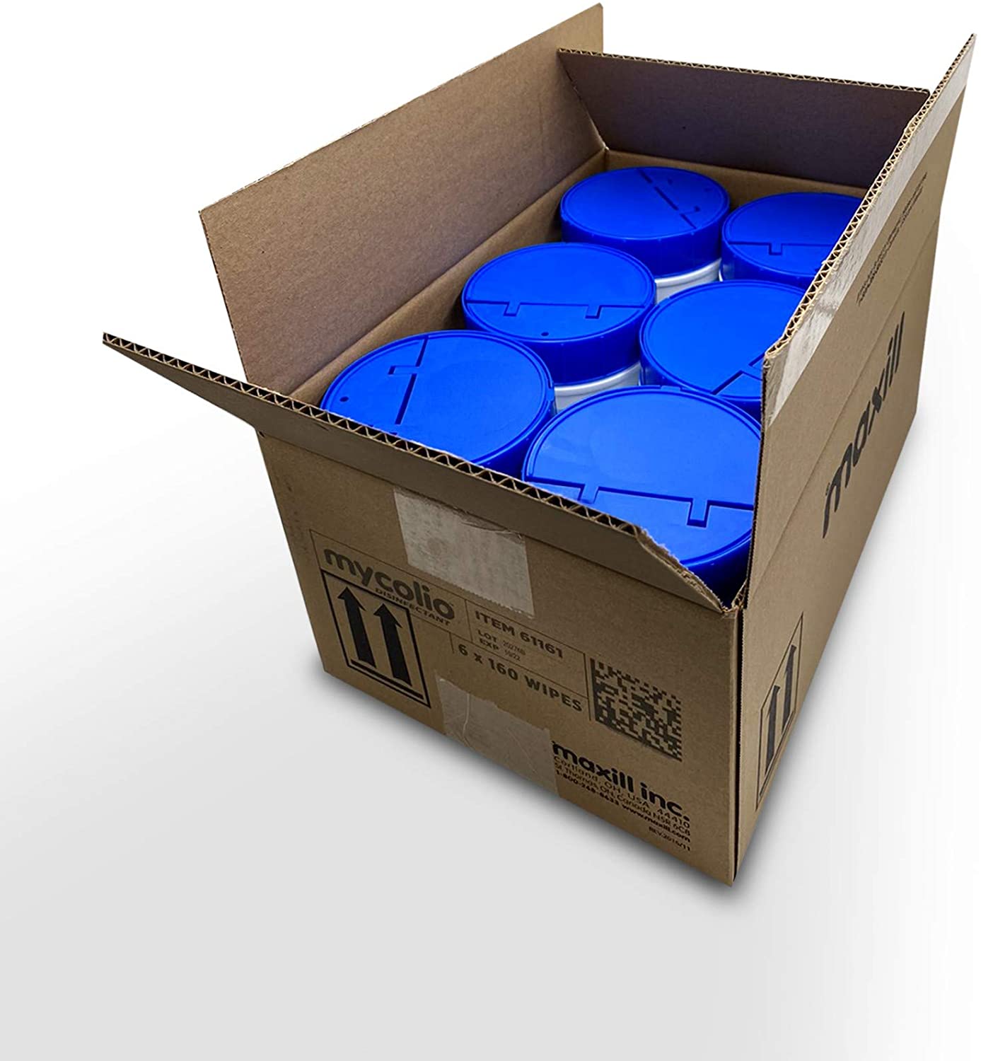 Maxill Mycolio Disinfecting Wipes (160Ct) Large 6x7", Hospital Grade, EPA Registered