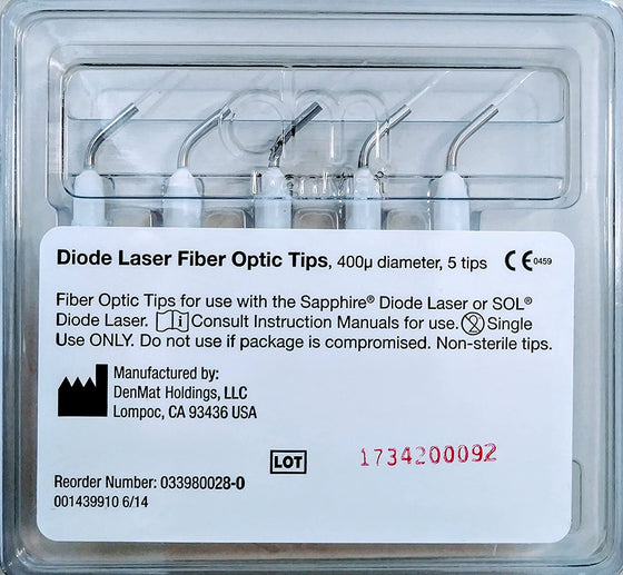 DenMat SOL and Sapphire Diode Laser Tips 400um (Package of 5 Tips) #033980028-0