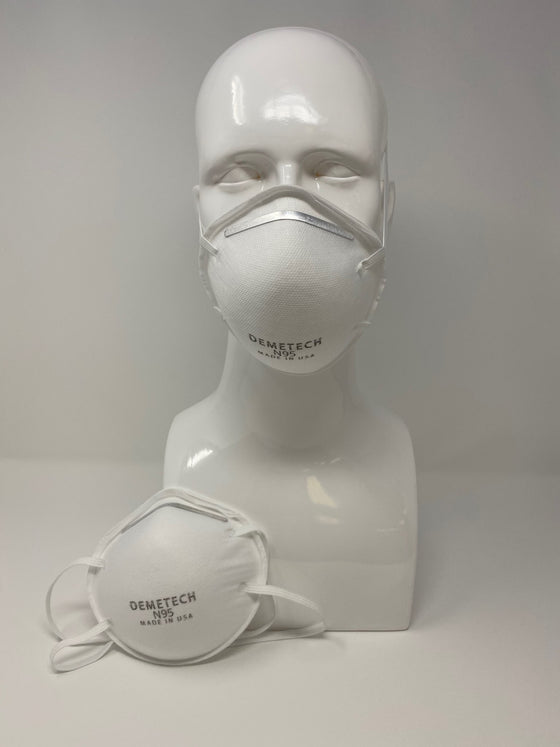 DemeMASK N95 NIOSH Respirator Cup Style, Headband Fitting Box of 20 Made in USA