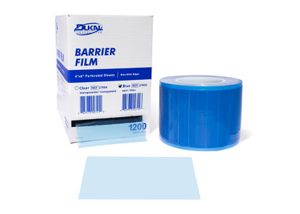 Dukal Universal 4" x 6" Blue Barrier Film in Dispenser Box (1200 Sheets per Roll)