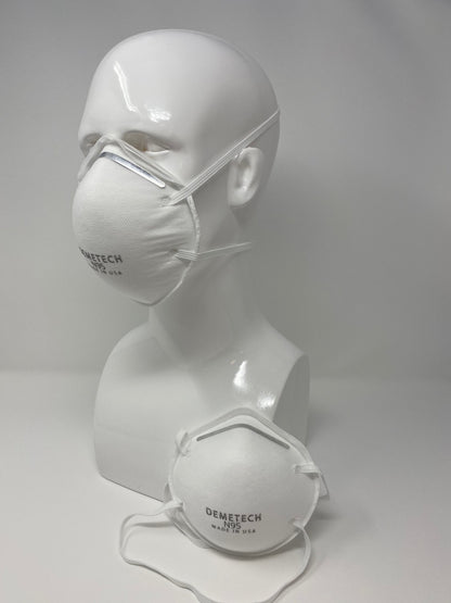 DemeMASK N95 NIOSH Respirator Cup Style, Headband Fitting Box of 20 Made in USA
