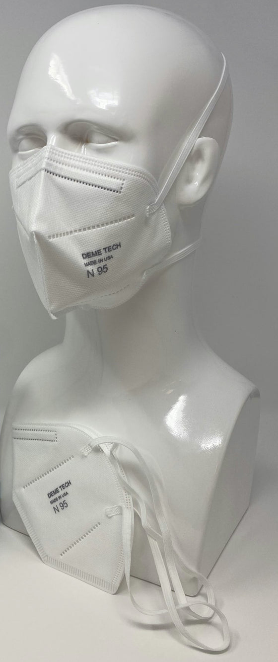 DemeMASK N95 NIOSH Surgical Respirator Fold Style, Headband Fitting Box of 20 Made in USA