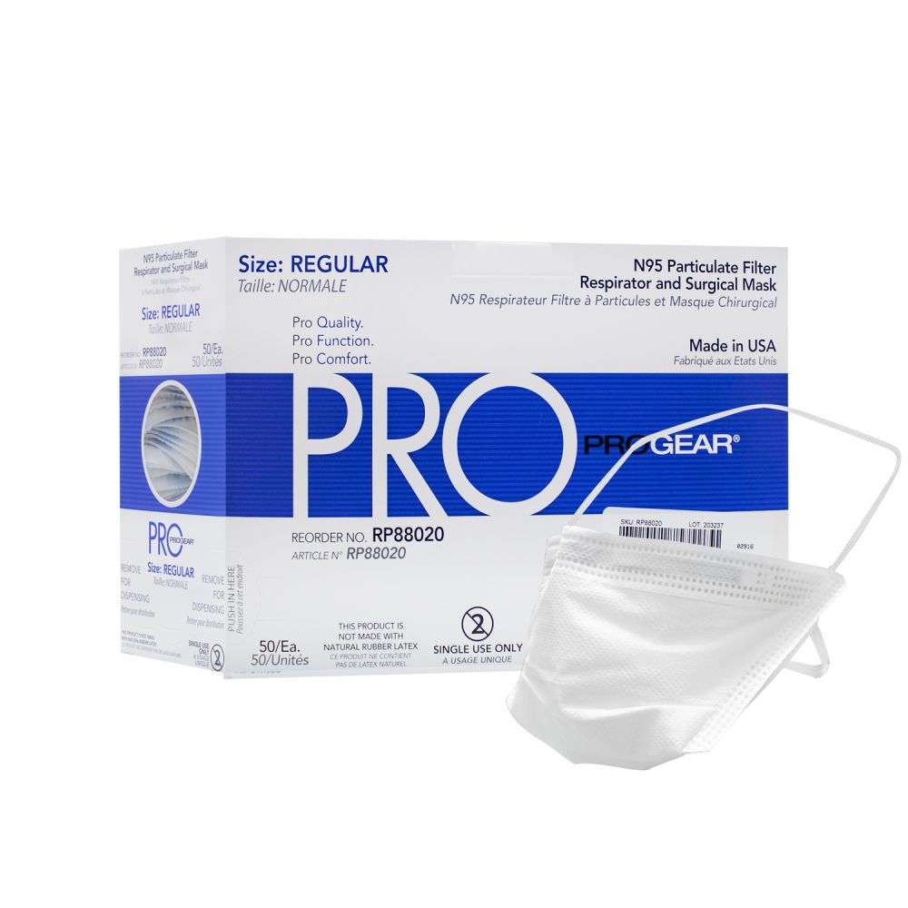 Prestige Ameritech ProGear Medical N95 NIOSH Duckbill Style Mask with Ties, Made in USA Box of 50