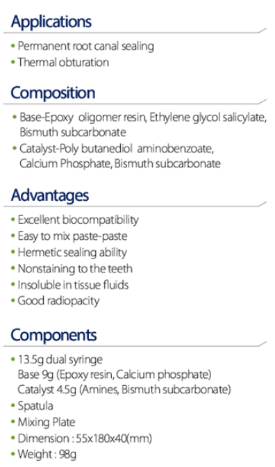 Adseal Resin-Based Root Canal Sealer, Radiopaque, 13.5 Gm. Dual Syringe (9 Gm. Base and 4.5 Gm. Catalyst), 1 Spatula, 1 Mixing Plate