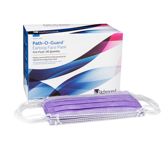 Richmond ASTM Level 3 Path-O-Guard Surgical Face Mask, Lavender (Box of 50) Made in USA