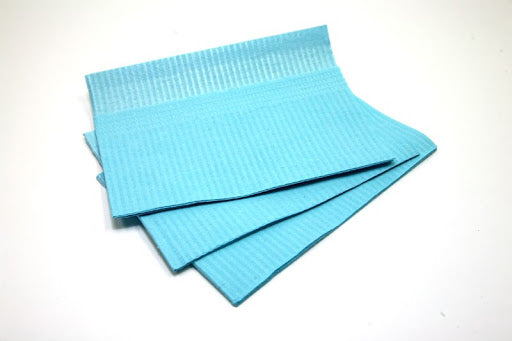 Dukal Premium Patient Bibs BLUE 13" x 18" 3PLY, Reinforced Edge for Added Strength (Case of 500)