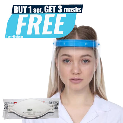 Safe-D-Shield Full Face Shield, Antifog Adjustable Adult Size Includes Forehead Support Liner, Up & Down Dynamic Movement,  - Set of 10